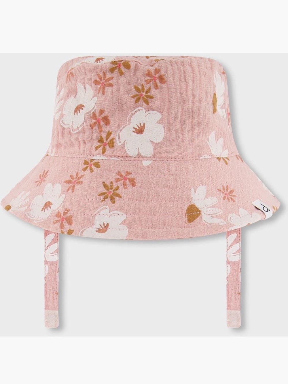 deux par deux Pink Floral Bucket Hat with Chin Straps NWOT